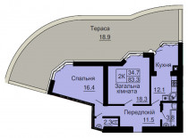 Двухкомнатная квартира 64,4 м/кв - ЖК София