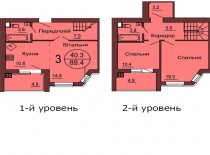 Двухуровневая квартира 89.4 м/кв - ЖК София