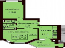 2-х комнатная квартира 67.2 м/кв - ЖК София