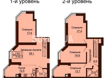 Двухуровневая квартира 120,3 м/кв - ЖК София