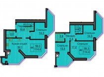 Двухуровневая квартира 114,4 м/кв - ЖК София