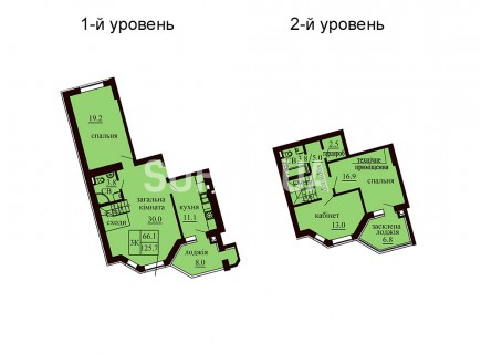 Двухуровневая квартира 125.7 м/кв - ЖК София