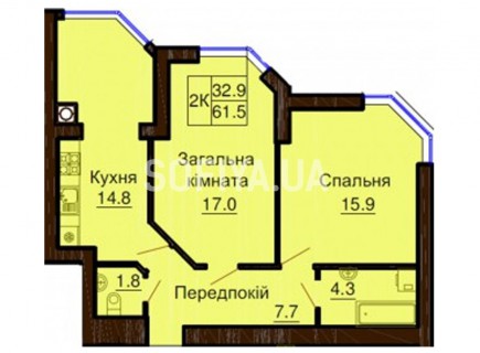 Двухкомнатная квартира 61.5 м/кв - ЖК София