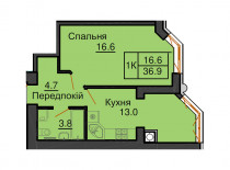 Однокімнатна квартира 36,9 м/кв - ЖК София