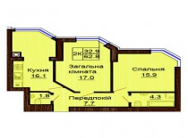 2-х комнатная квартира 62.8 м/кв - ЖК София