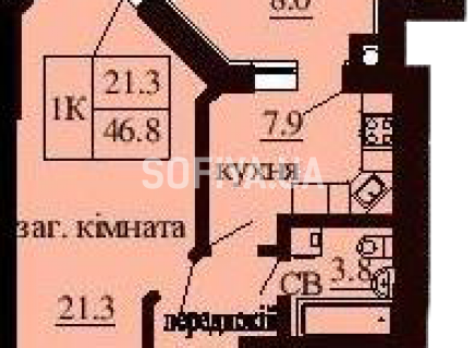 Однокомнатная квартира 46.8 м/кв - ЖК София