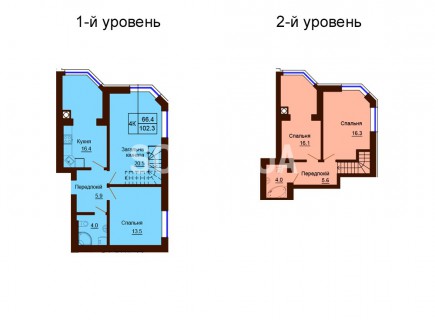Двухуровневая квартира 102.3 м/кв - ЖК София