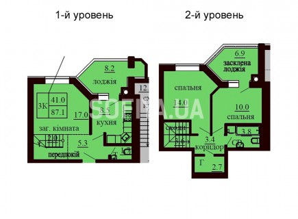 Двухуровневая квартира 87.1 м/кв - ЖК София