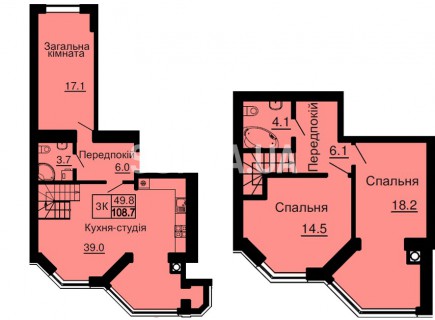 Двухуровневая квартира 108,7 м/кв - ЖК София