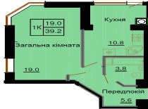 Однокомнатная квартира 39,2 м/кв - ЖК София