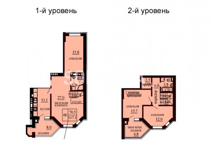 Двухуровневая квартира 117.1 м/кв - ЖК София