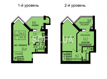 Двухуровневая квартира 95.3 м/кв - ЖК София