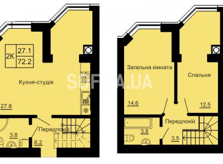 Двухуровневая квартира 72.2 м/кв - ЖК София