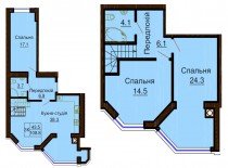 Двухуровневая квартира 108.8 м/кв - ЖК София