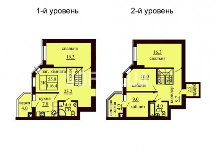 Двухуровневая квартира 116.4 м/кв - ЖК София