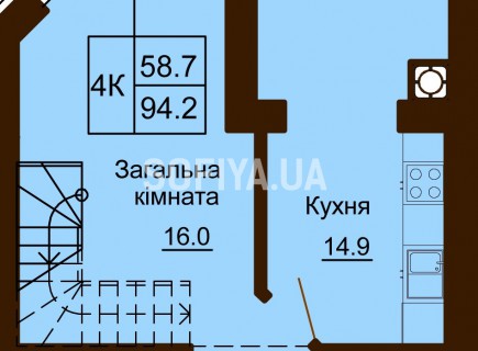 Двухуровневая квартира 94.2 м/кв - ЖК София