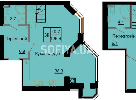 Двухуровневая квартира 108,8 м/кв - ЖК София