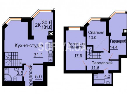 Двухуровневая квартира 101,0 м/кв - ЖК София