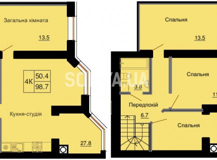 Двухуровневая квартира 98,7 м/кв - ЖК София