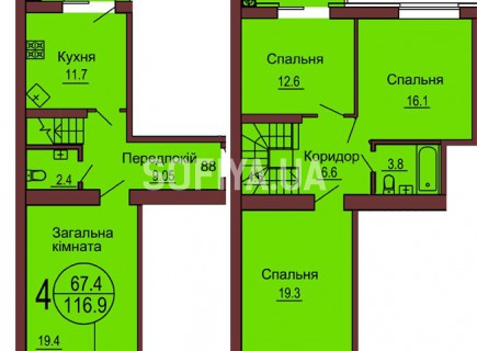 Двухуровневая квартира 116.9 м/кв - ЖК София