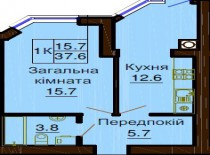 Однокомнатная квартира 37.6 м/кв - ЖК София