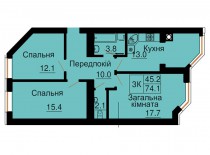 Трехкомнатная квартира 74,1 м/кв - ЖК София