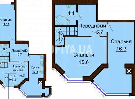 Двухуровневая квартира 108.2 м/кв - ЖК София