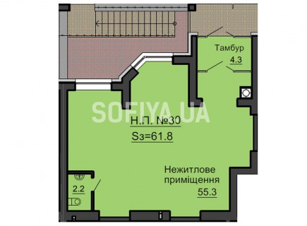 Нежилое помещение 61,8 м/кв - ЖК София