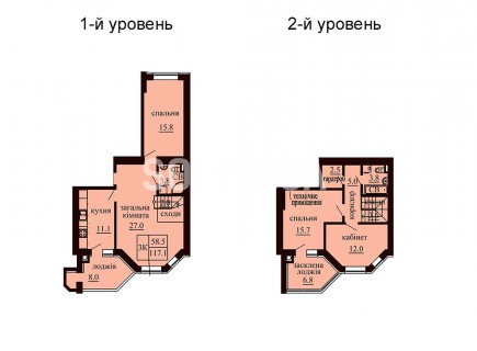 Двухуровневая квартира 117.1 м/кв - ЖК София