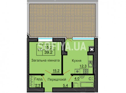 Однокомнатная квартира 39,2 м/кв - ЖК София