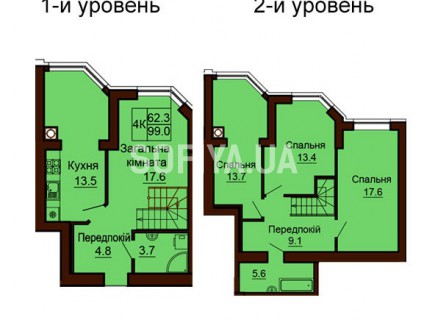 Двухуровневая квартира 99 м/кв - ЖК София