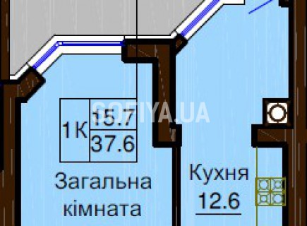 Однокомнатная квартира 37.6 м/кв - ЖК София