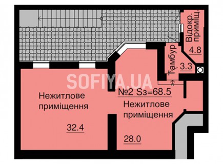 Нежилое помещение 68,5 м/кв - ЖК София