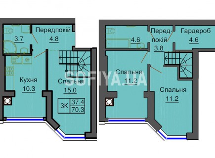 Двухуровневая квартира 70,3 м/кв - ЖК София