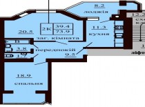 2-х комнатная квартира 73.9 м/кв - ЖК София