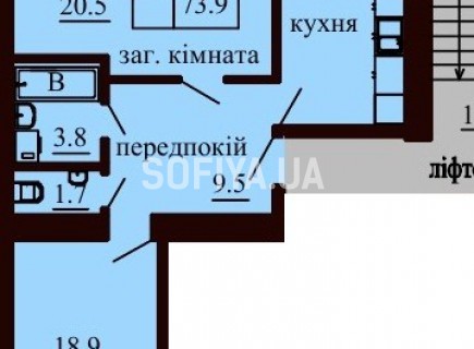 2-х комнатная квартира 73.9 м/кв - ЖК София