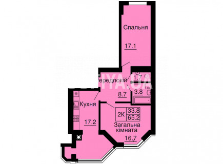 Двухкомнатная квартира 65,2 м/кв - ЖК София