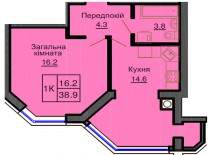 Однокомнатная квартира 38.9 м/кв - ЖК София