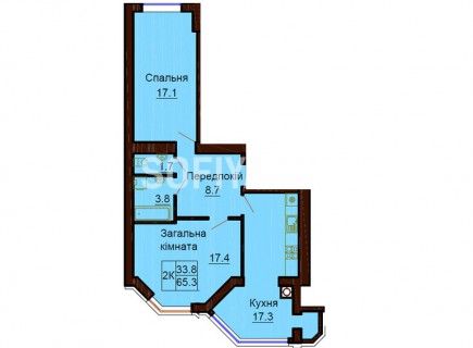 Двухкомнатная квартира 65.3 м/кв - ЖК София