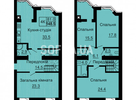 Двухуровневая квартира 148,5 м/кв - ЖК София
