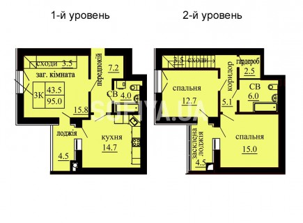 Двухуровневая квартира 95 м/кв - ЖК София