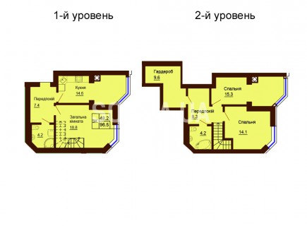 Двухуровневая квартира 96.5 м/кв - ЖК София