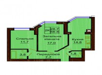 2-х комнатная квартира 56.8 м/кв - ЖК София