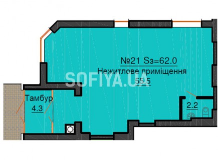 Нежилое помещение 62 м/кв - ЖК София