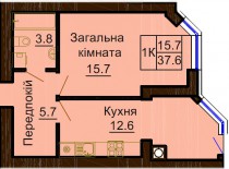 Однокомнатная квартира 37.6 м/кв - ЖК София