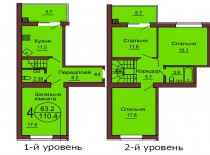 Двухуровневая квартира 110.4 м/кв - ЖК София
