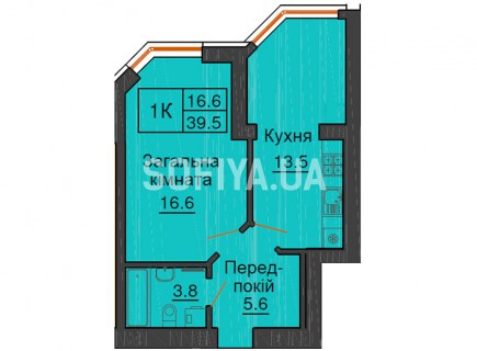 Однокомнатная квартира 39,5 м/кв - ЖК София