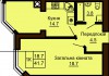 Однокомнатная квартира 41.7 м/кв - ЖК София