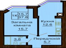 Однокомнатная квартира 37.8 м/кв - ЖК София