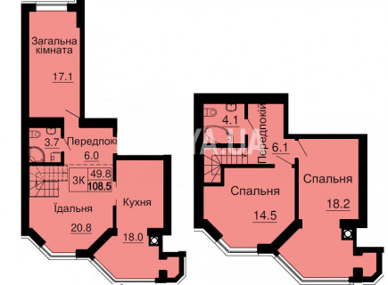 Двухуровневая квартира 108,5  м/кв - ЖК София